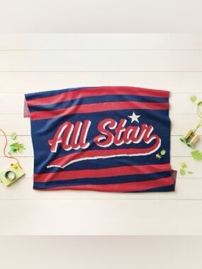 Pillowfort All Star Blue and Red Striped Knit Throw